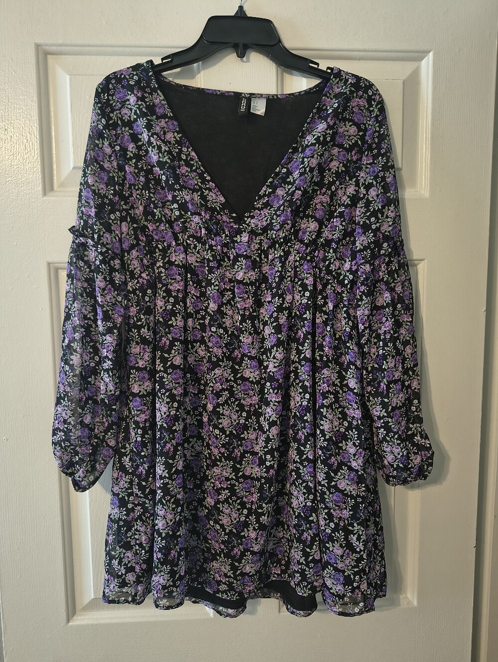 H&M Divided Floral Dress Size S – Purple & Black